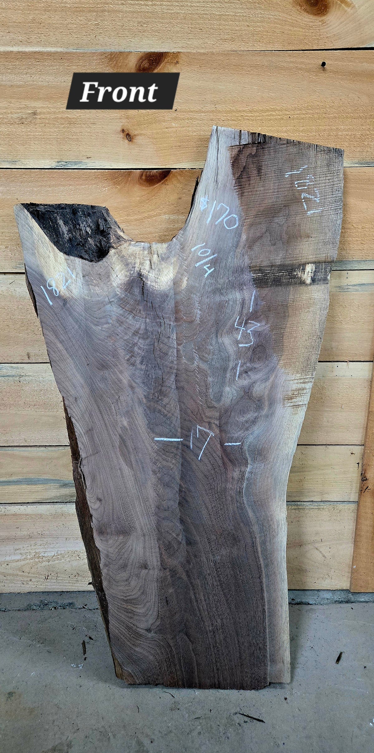 Walnut live edge slab #1821, view 1