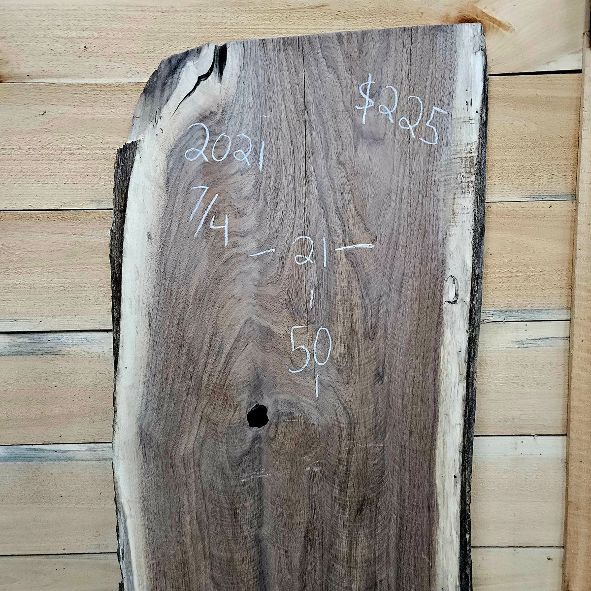 2021 Walnut Live Edge Slab – 50" × 19–21" × 7/4"