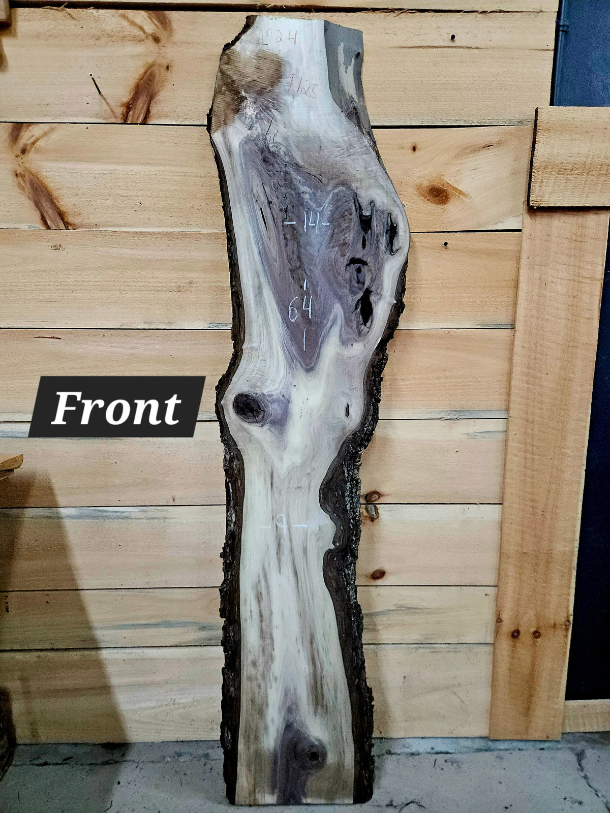1924 Walnut Live Edge Slab – 64" × 9-14" × 4/4"