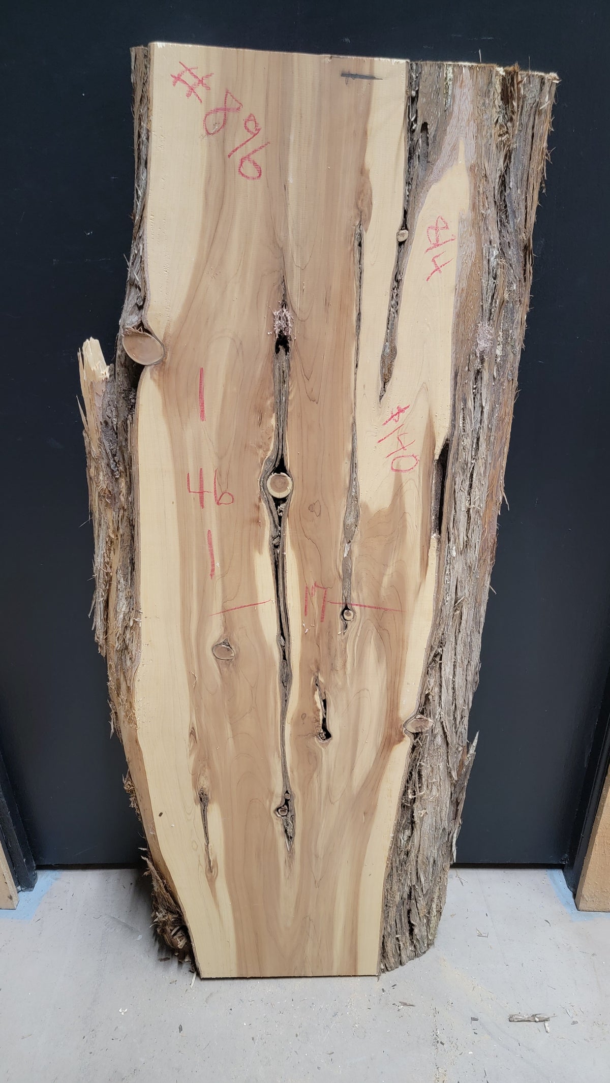 Cedar live edge slab #896, view 1