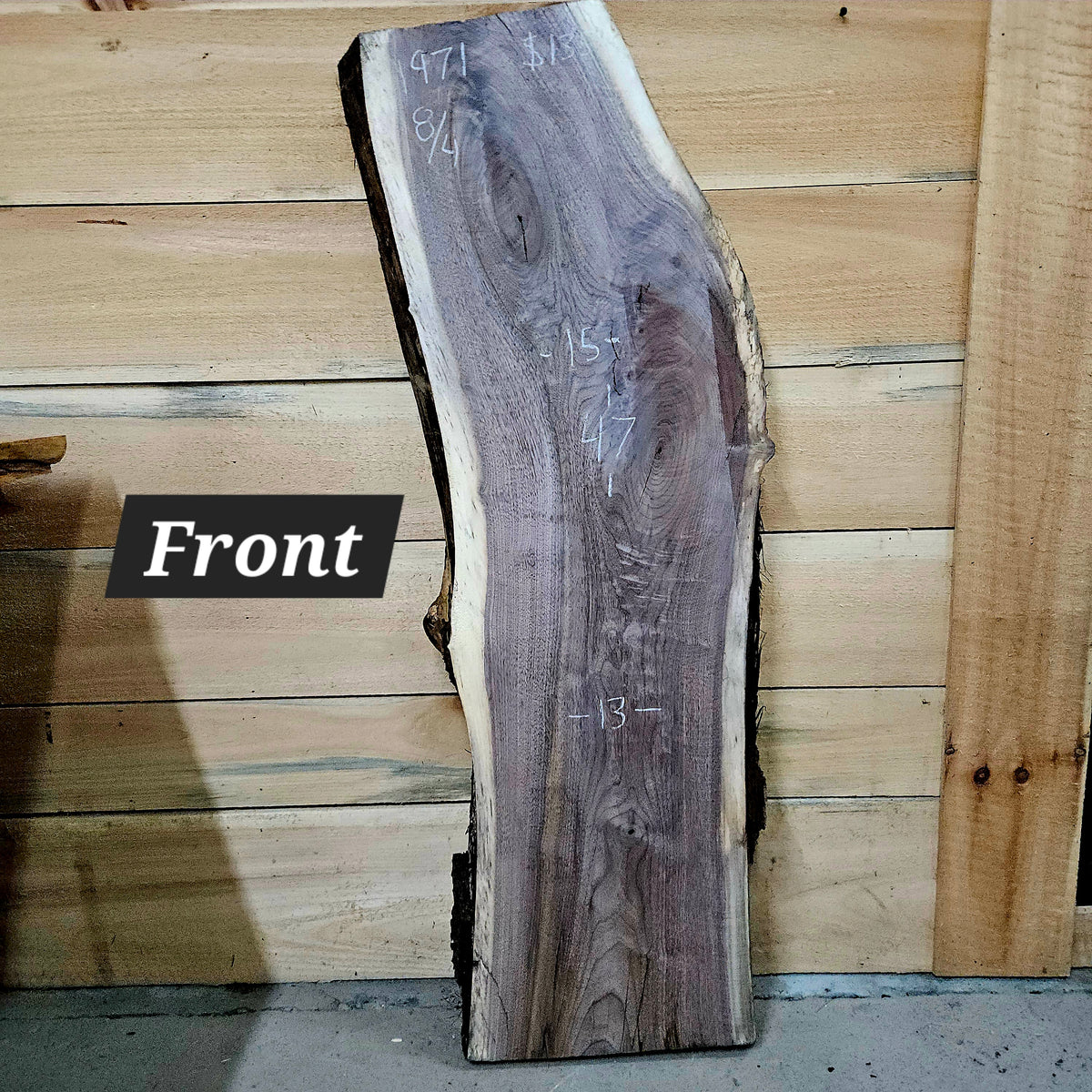 1971 Walnut Live Edge Slab – 47" × 13 - 15" × 8/4"