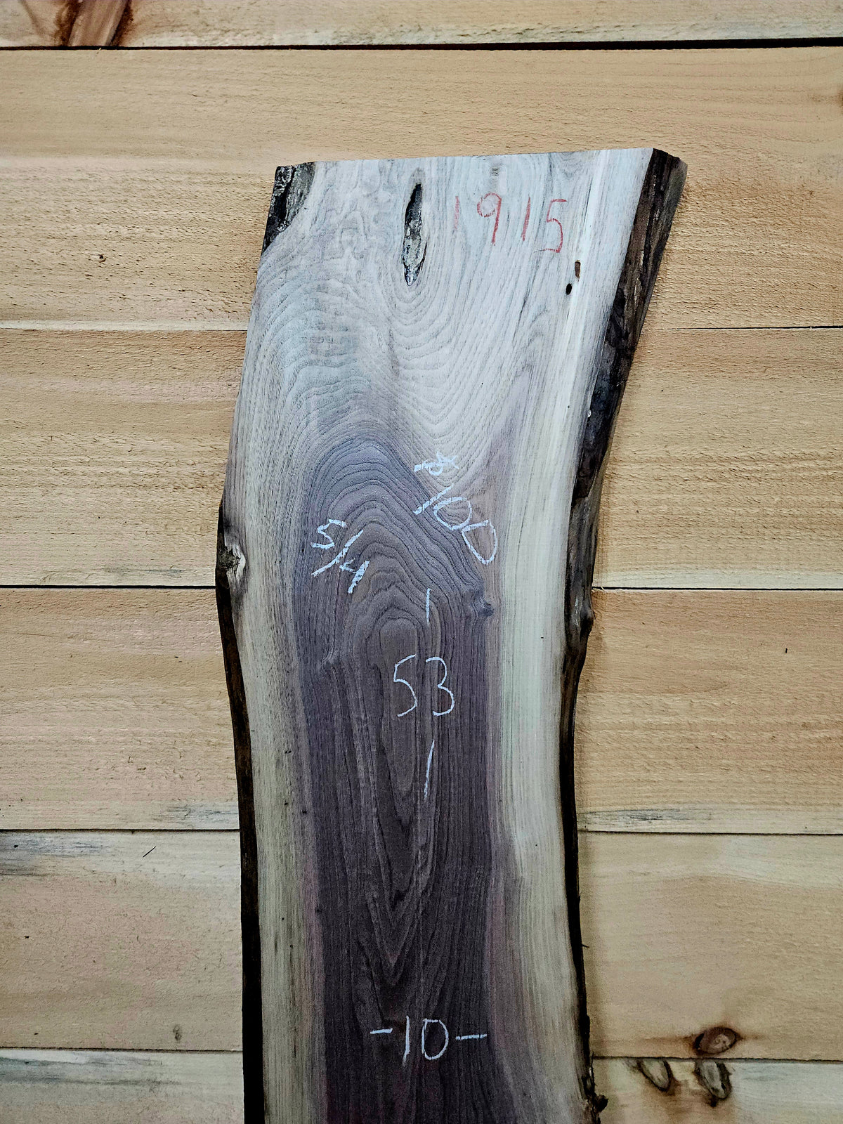1915 Walnut Live Edge Slab – 53" × 10" × 5/4" – product image 3