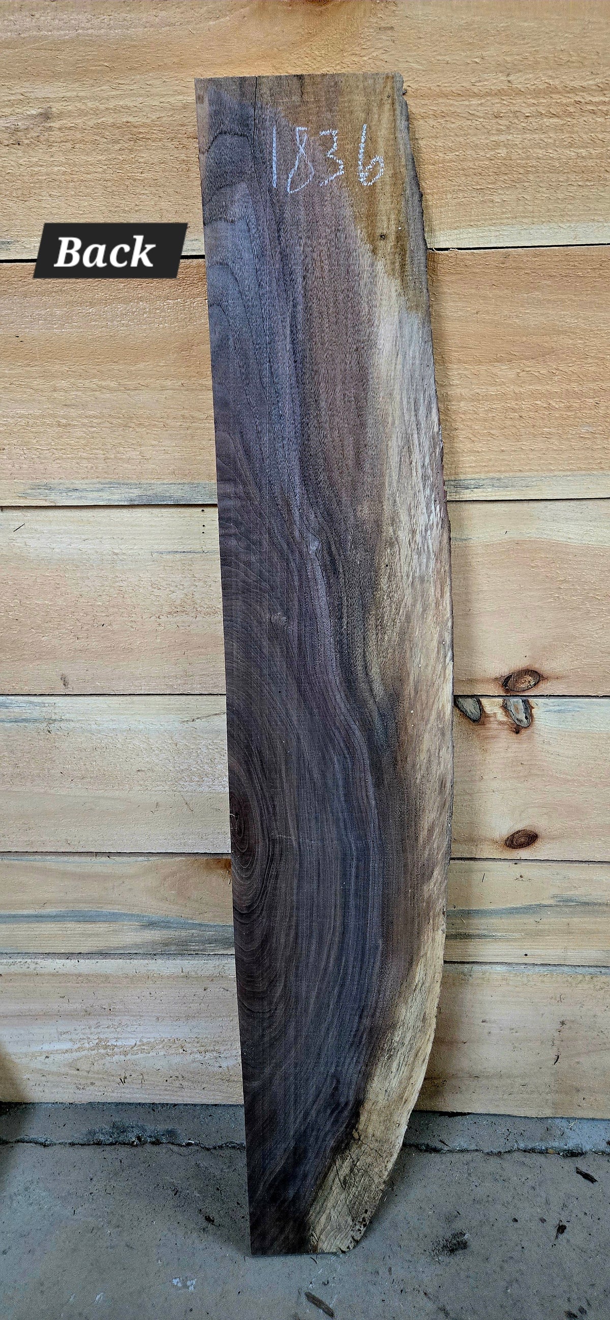 Walnut live edge slab #1836, view 2