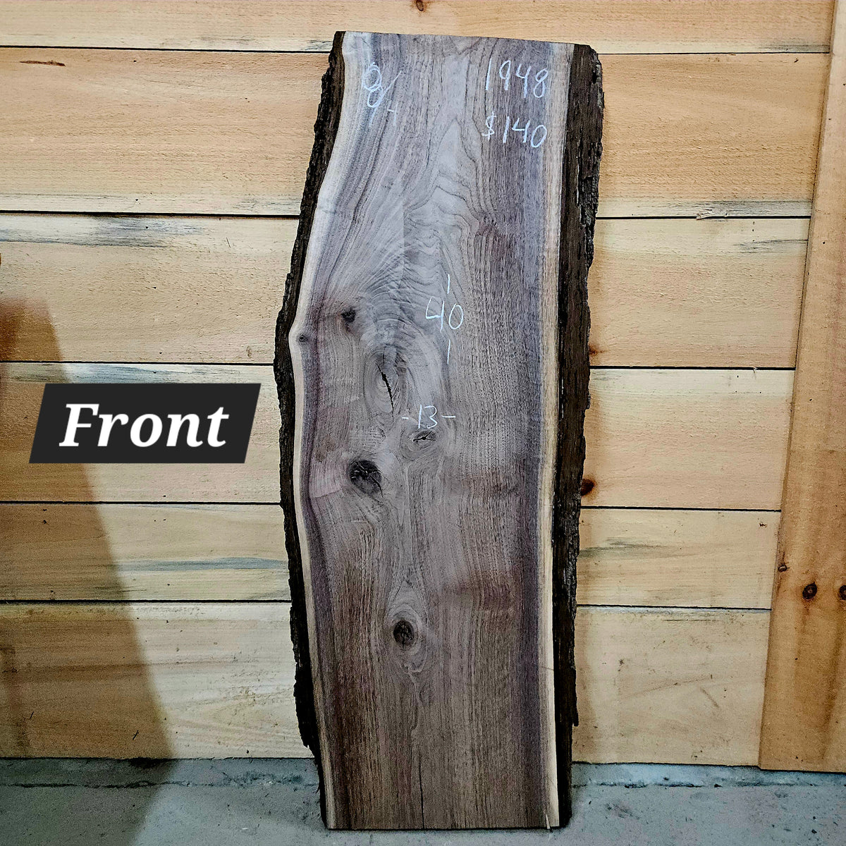 1948 Walnut Live Edge Slab – 40" × 13" × 8/4"