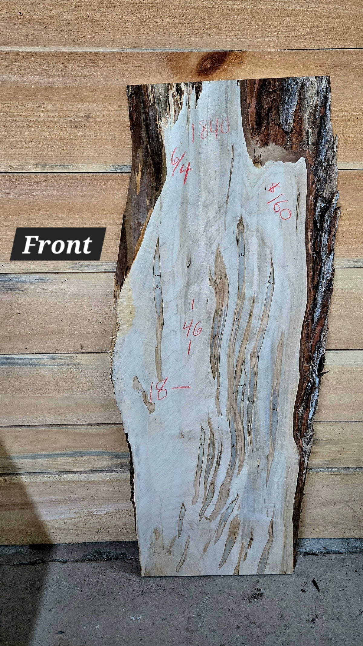 Curly Spalted Ambrosia Maple live edge slab #1840, view 1