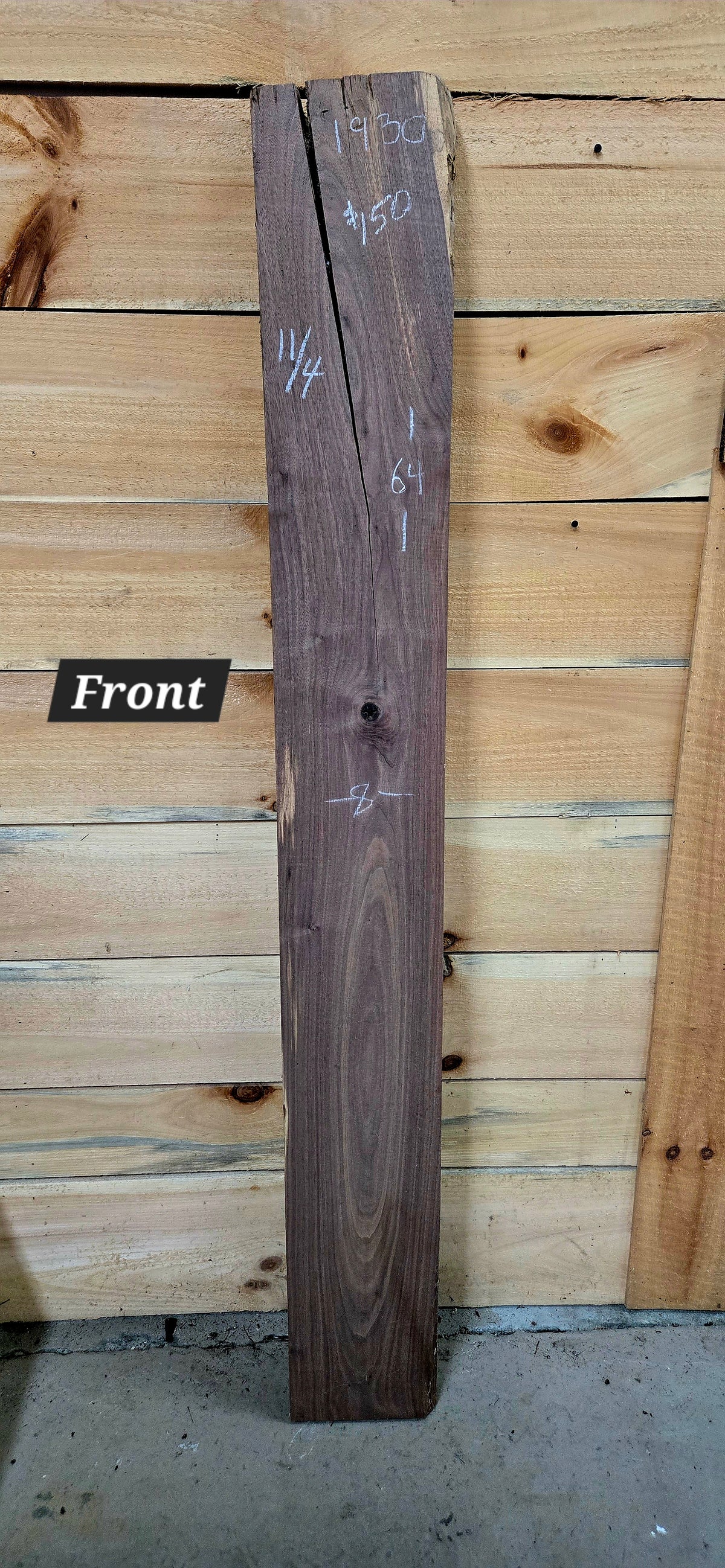 1930 Walnut Straight Edge Slab – 64" × 8" × 11/4"