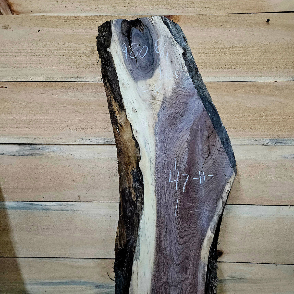 1980 Walnut Live Edge Slab – 47" × 8 - 11" × 8/4"