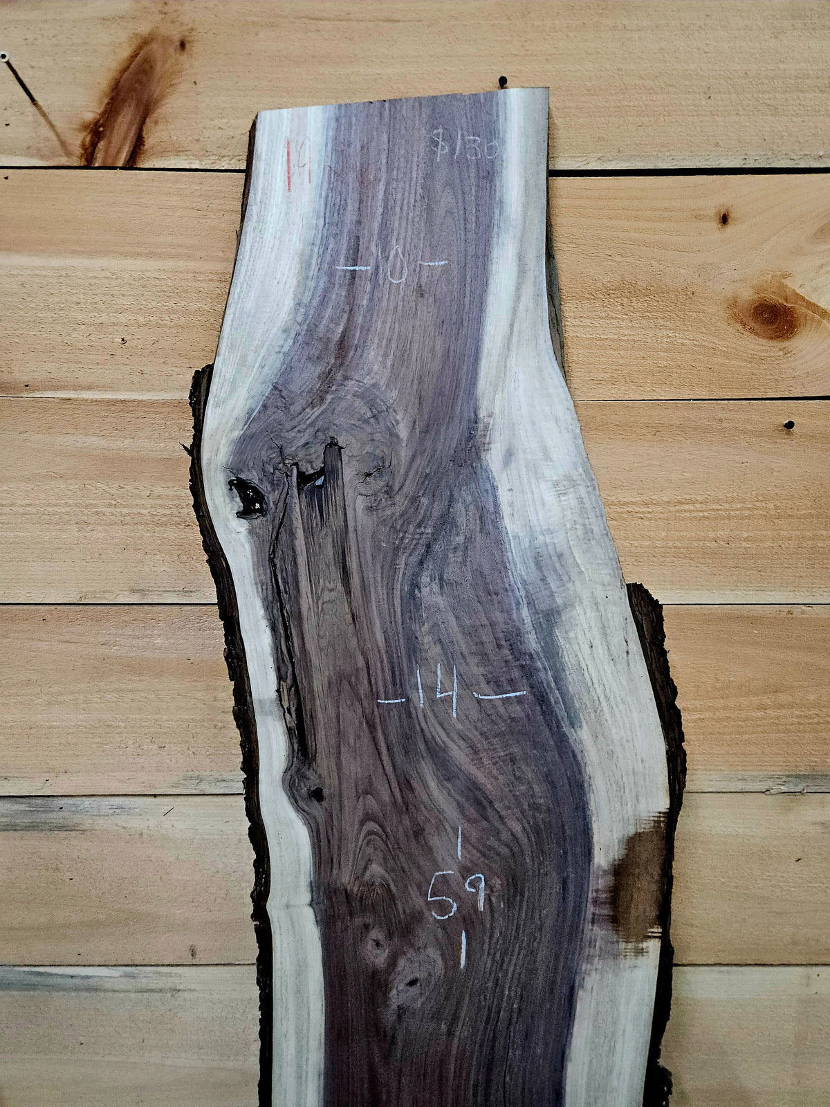 1926 Walnut Live Edge Slab – 59" × 10 - 14" × 4/4" – product image 3