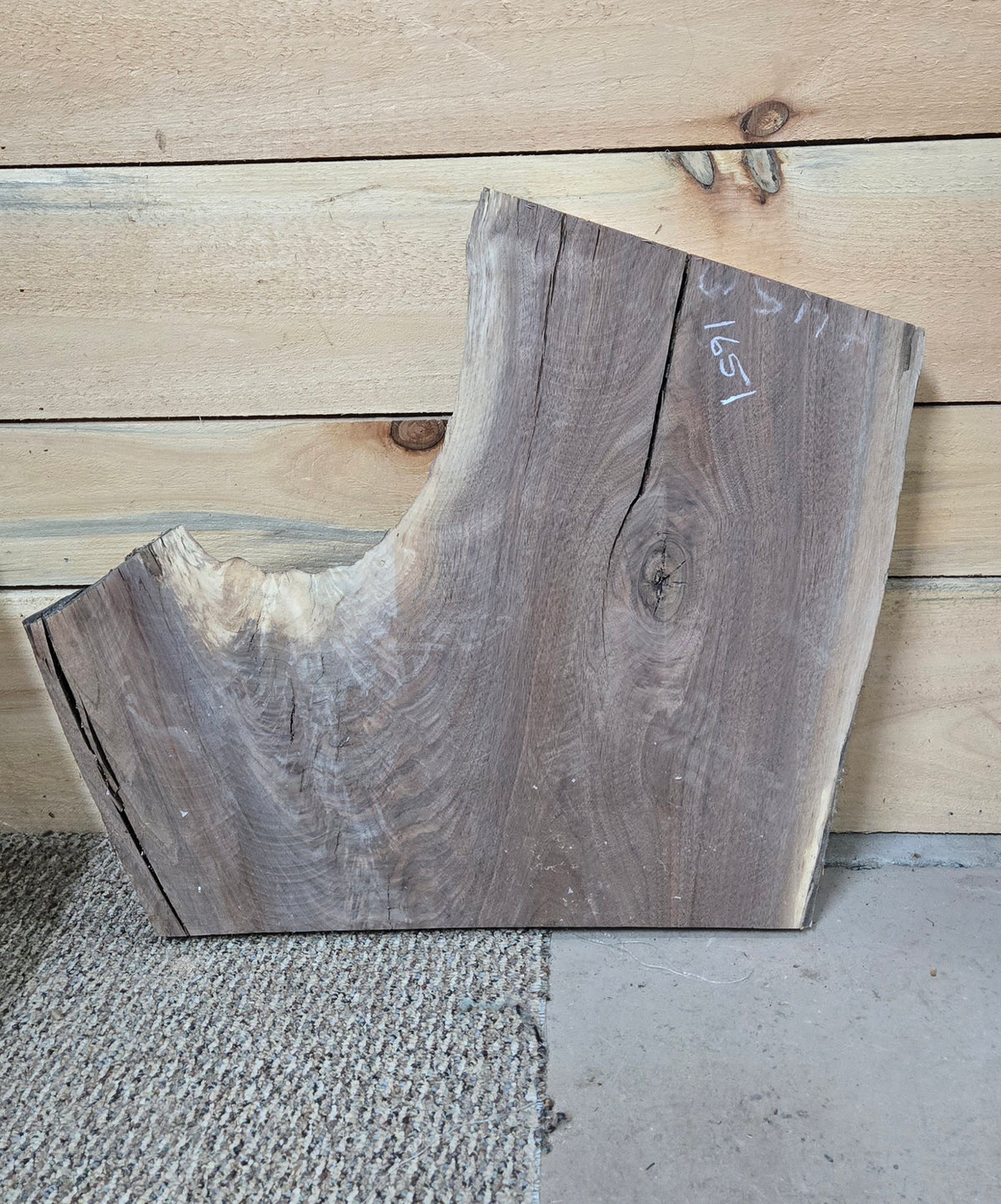 Walnut live edge slab #1651, view 2