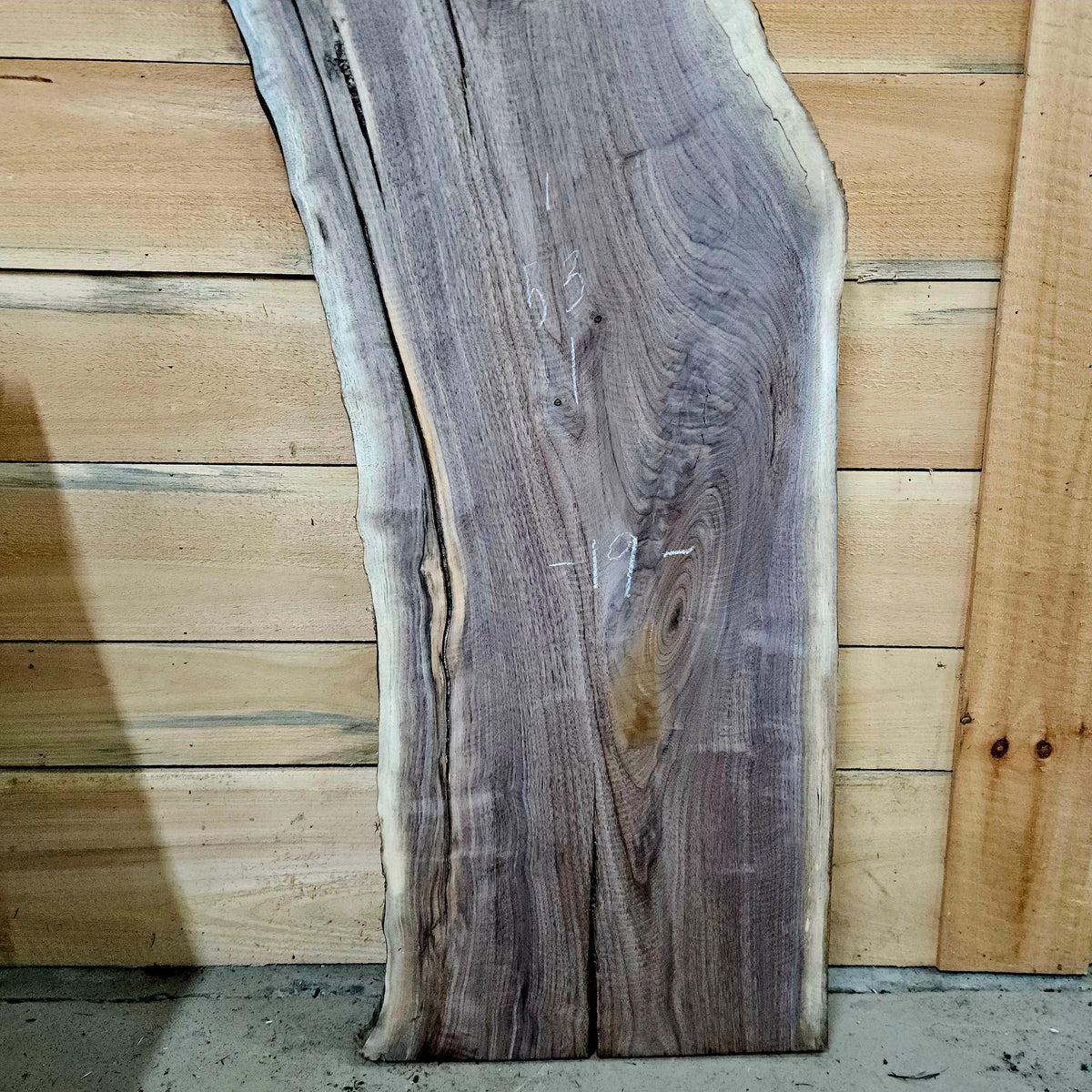 1991 Walnut Live Edge Slab – 53" × 18 - 19" × 6/4"