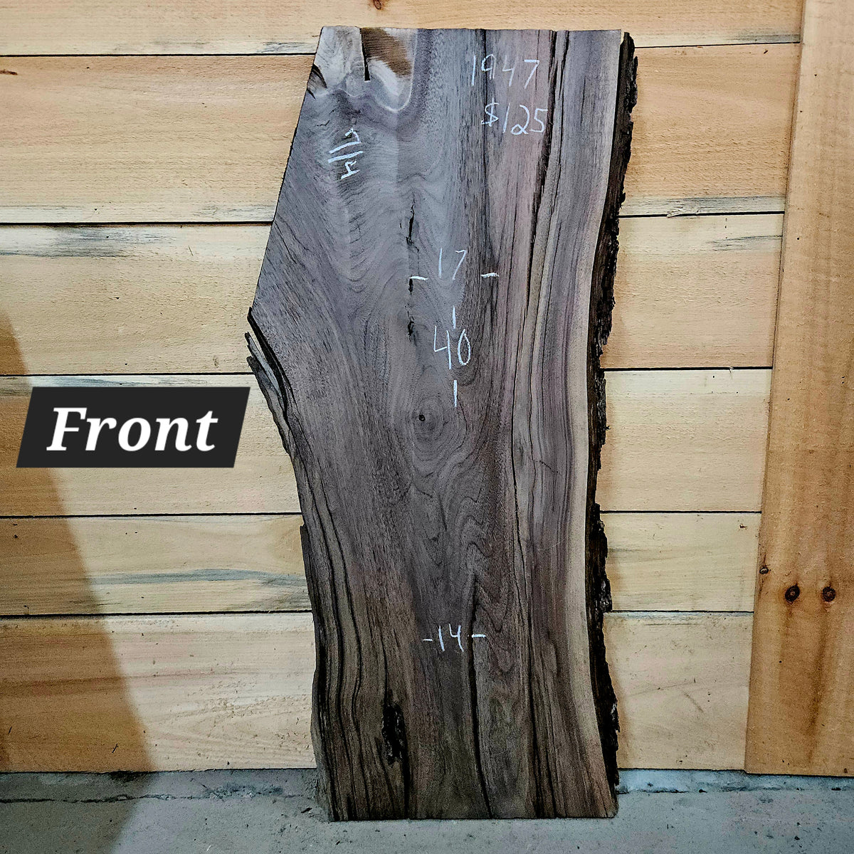 1947 Walnut Live Edge Slab – 40" × 14 -17" × 7/4"
