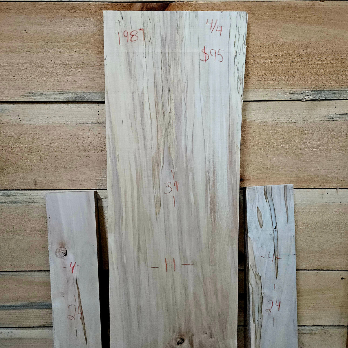 1987 Curly Spalted Ambrosia Maple 3-Piece DIY Wood Bundle