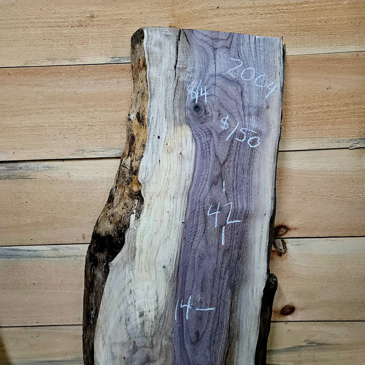 2004 Walnut Live Edge Slab – 42" × 14" × 8/4"