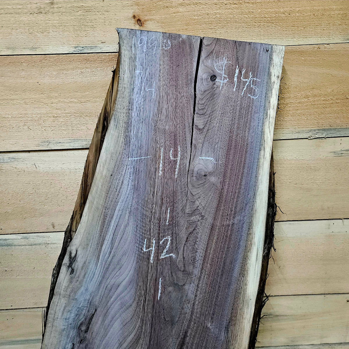 1990 Walnut Live Edge Slab – 42" × 14 - 18" × 7/4"