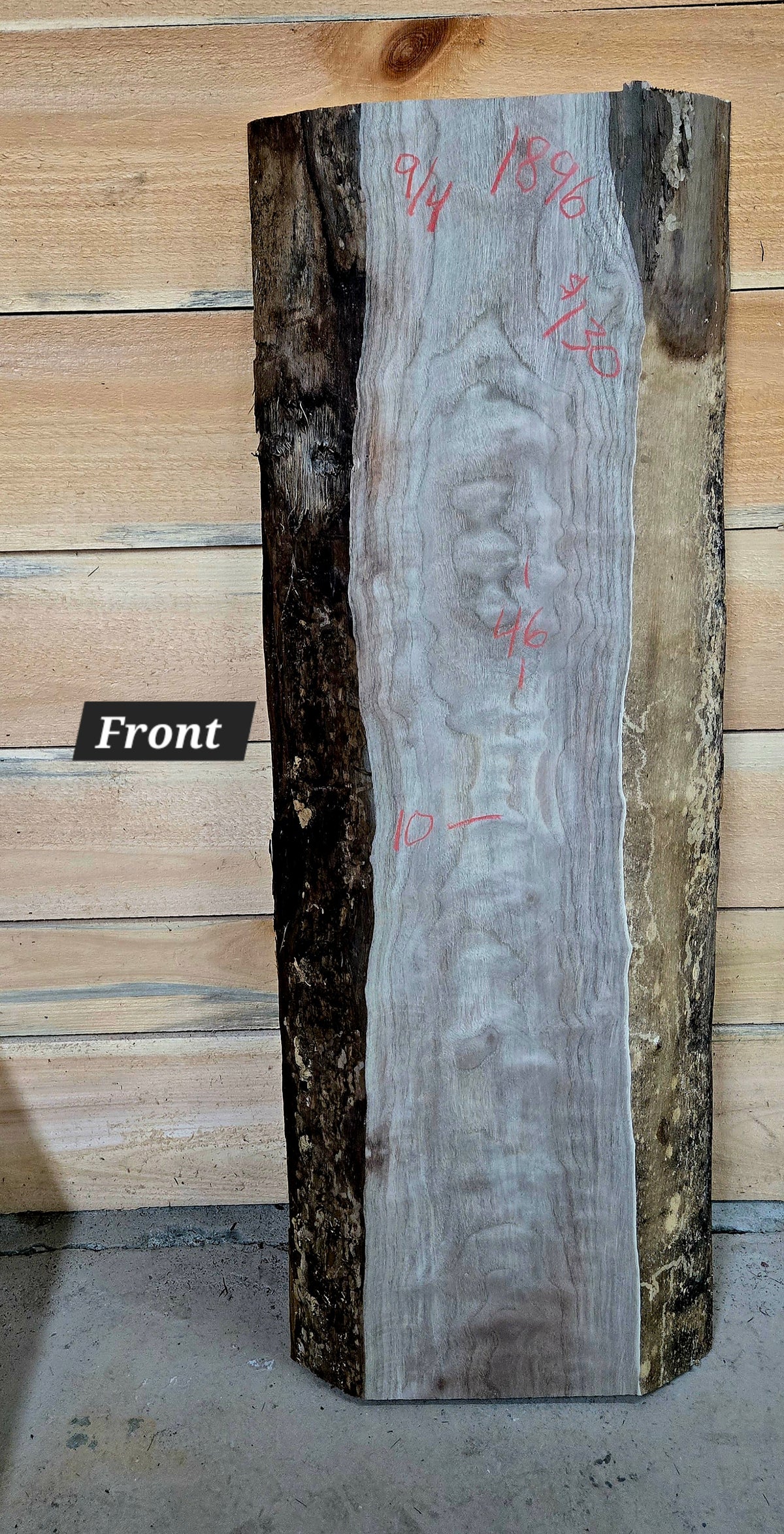 Walnut live edge slab #1896, view 1