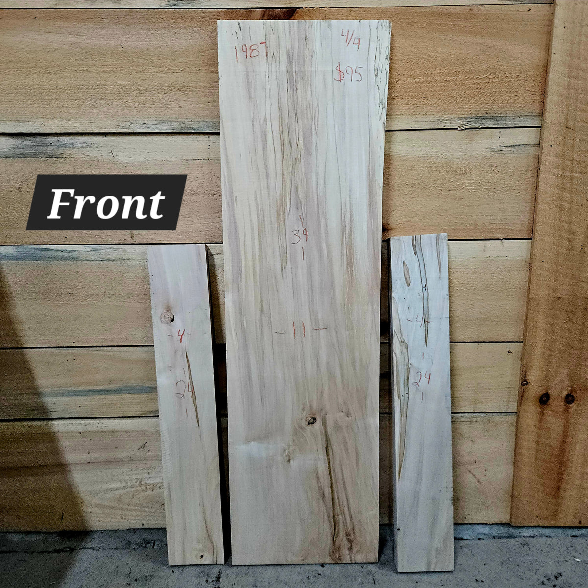 1987 Curly Spalted Ambrosia Maple 3-Piece DIY Wood Bundle