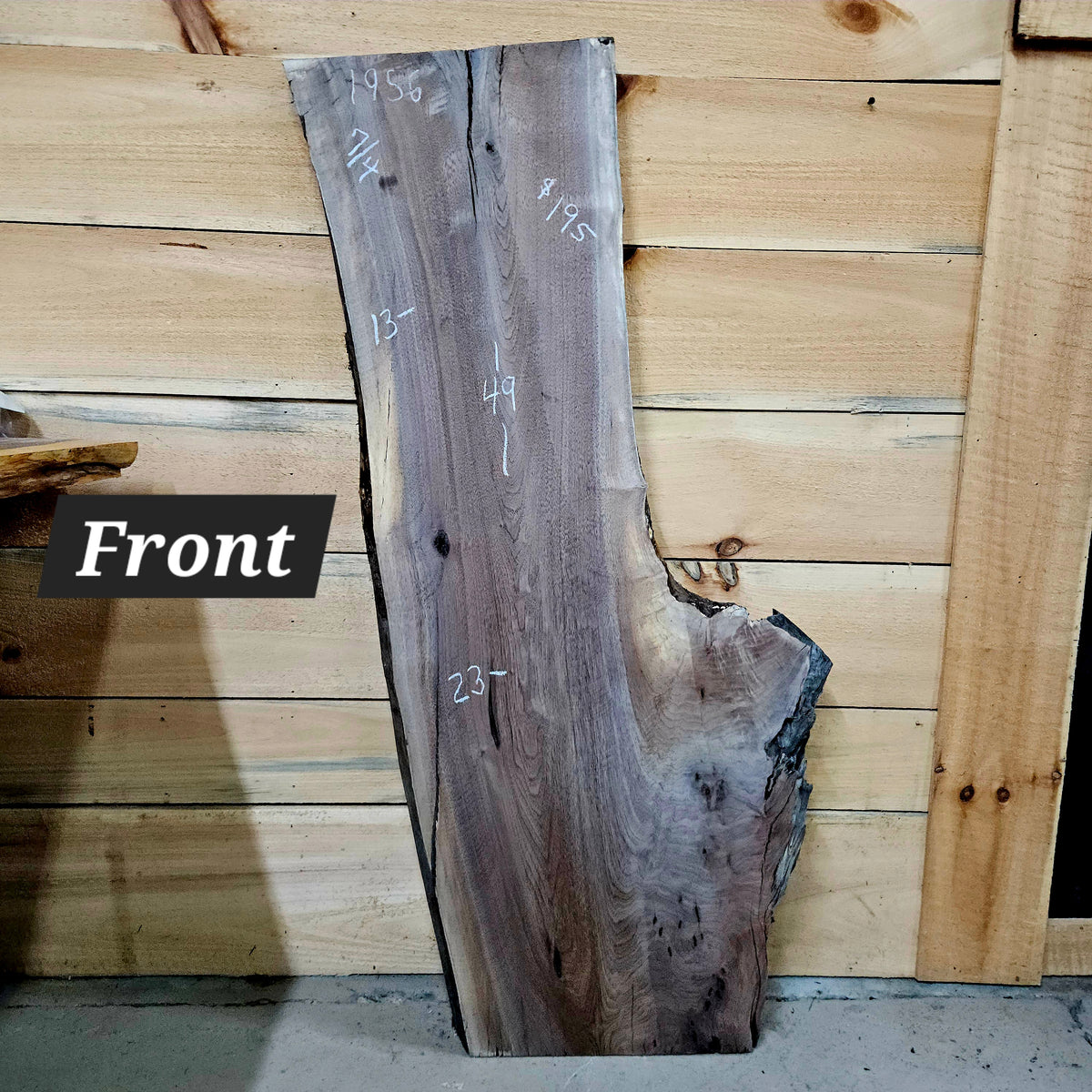 1956 Walnut Live Edge Slab – 49" ×  13" - 23" × 7/4"