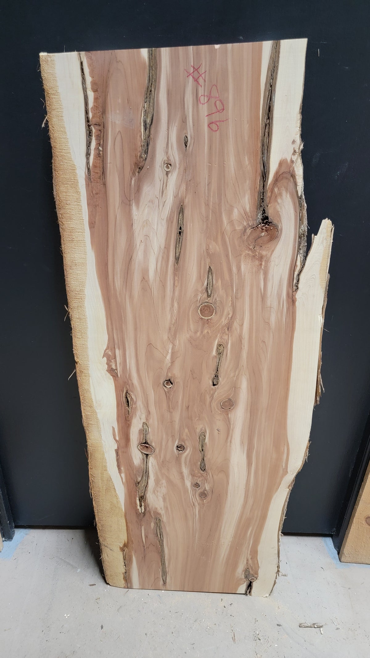 Cedar live edge slab #896, view 2