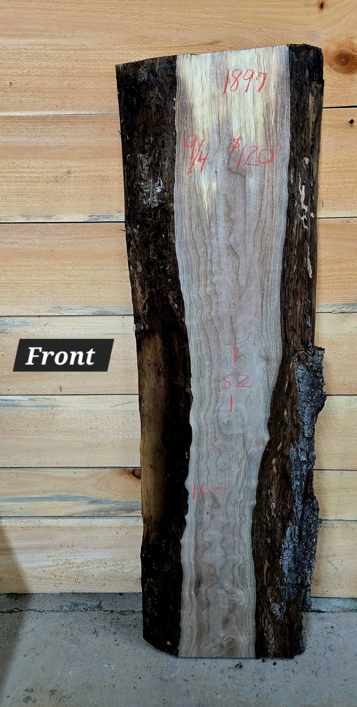 Walnut live edge slab #1897, view 1