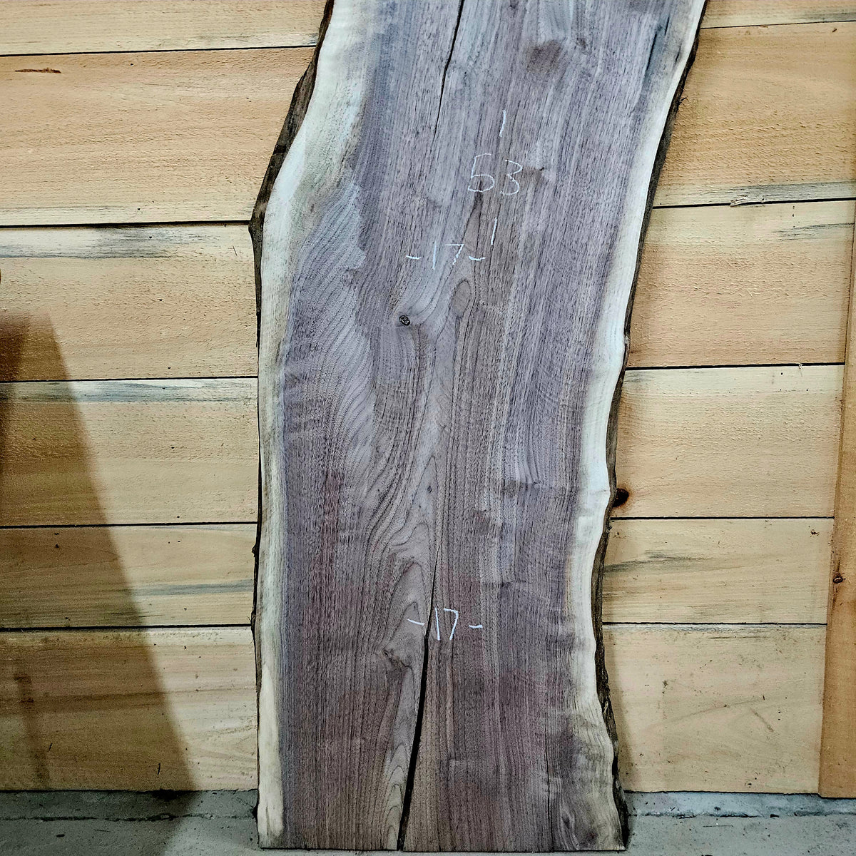 1976 Walnut Live Edge Slab – 53" × 16 - 17" × 7/4"