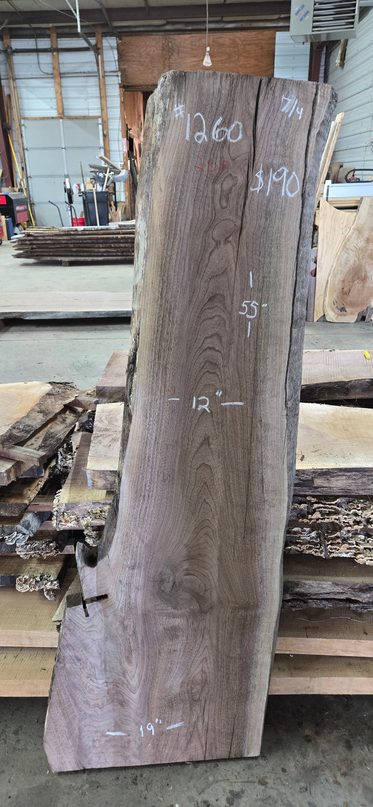 Walnut live edge slab #1260, view 1
