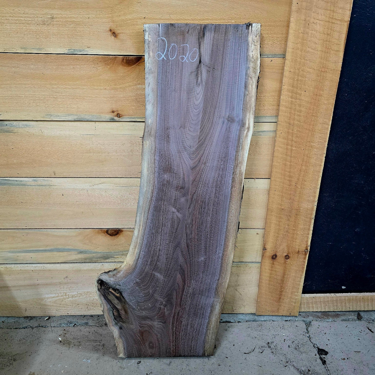 Back side of black walnut live edge slab #2020