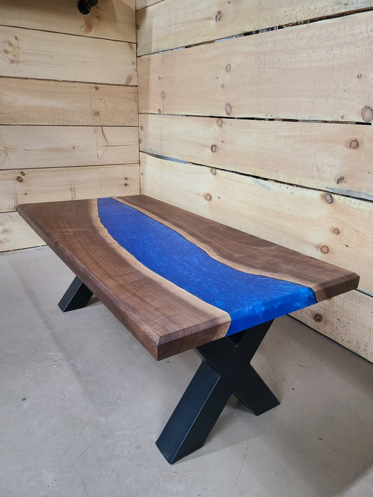 Blue Epoxy Walnut Coffee Table, view 1