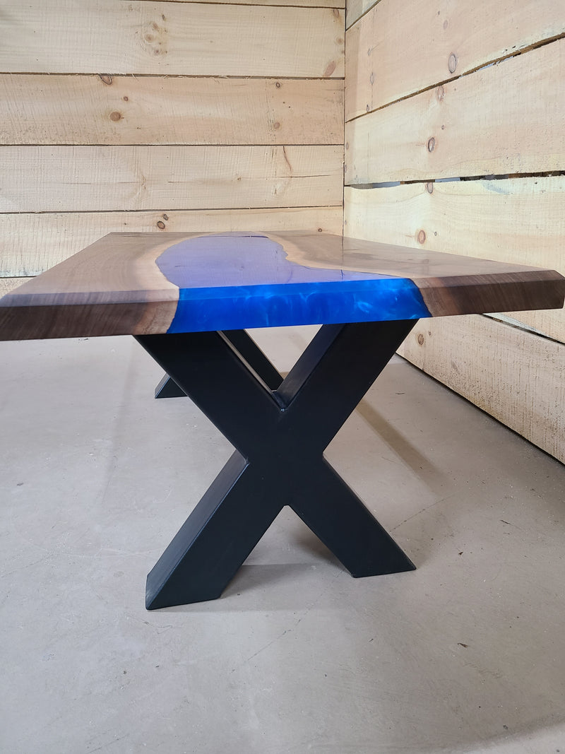 Blue Epoxy Walnut Coffee Table